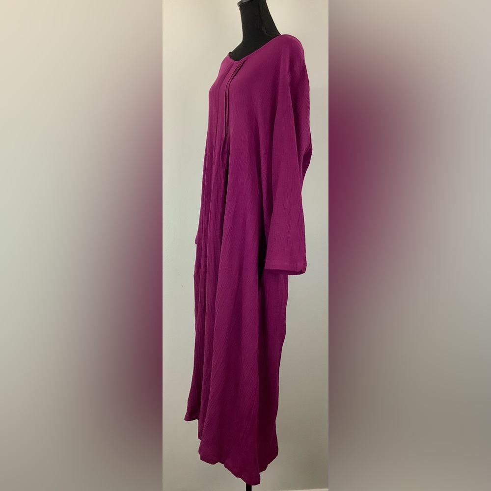 NEW Cotton Oversized caftgan Dress eggplant purple LARGE - Picture 8 of 12